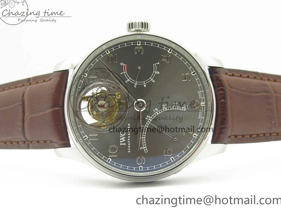 MIROTIME 0127 Lightweight Portuguese Tourbillon IW504602 SS ZF Best Edition Gray Dial on Brown Leather Strap 7177